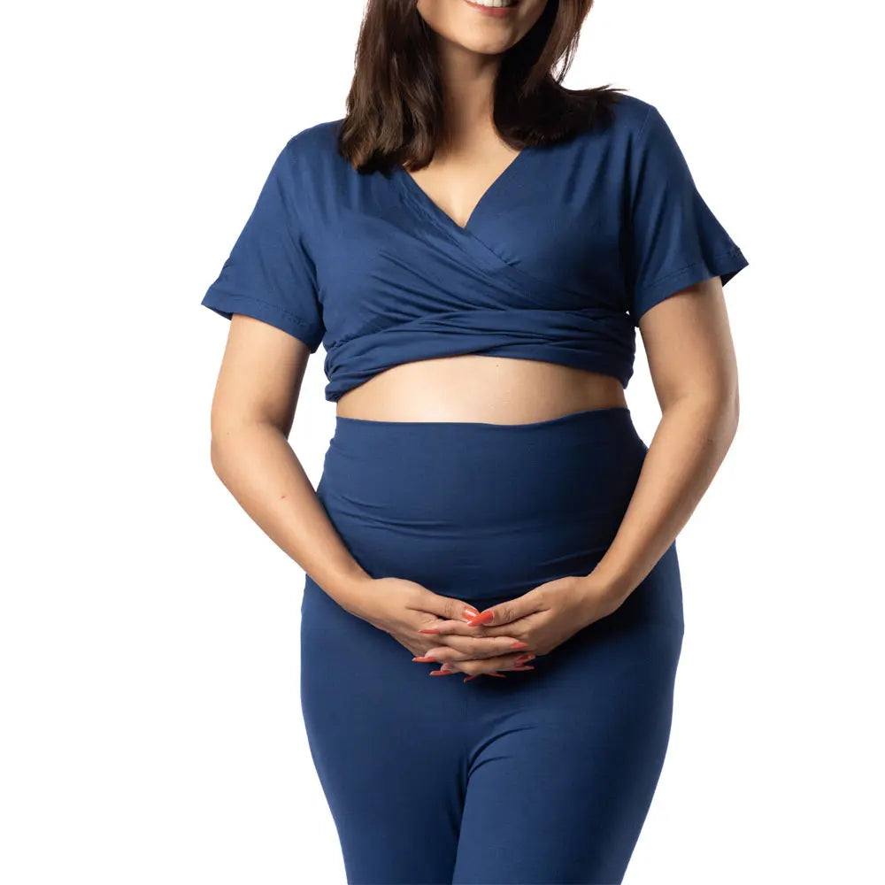 Block Hop Blue Maternity Co-Ord Set - Blue, Size - XXL