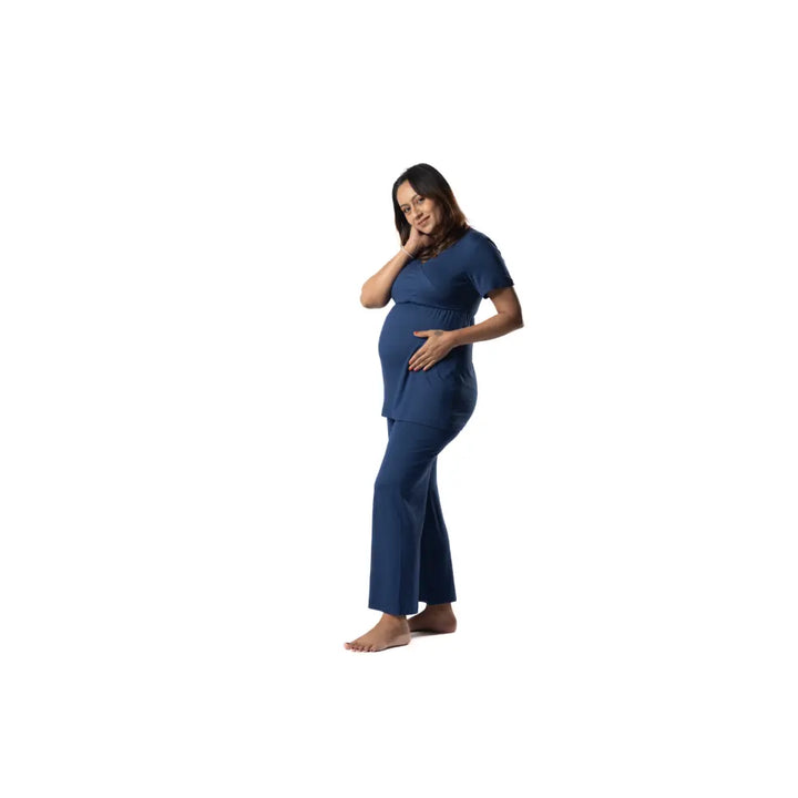 Block Hop Blue Maternity Co-Ord Set - Blue, Size - XXXL