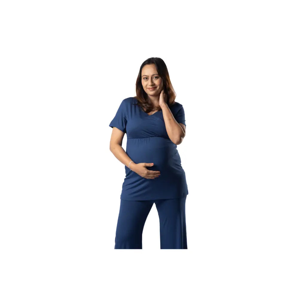 Block Hop Blue Maternity Co-Ord Set - Blue, Size - XXXL