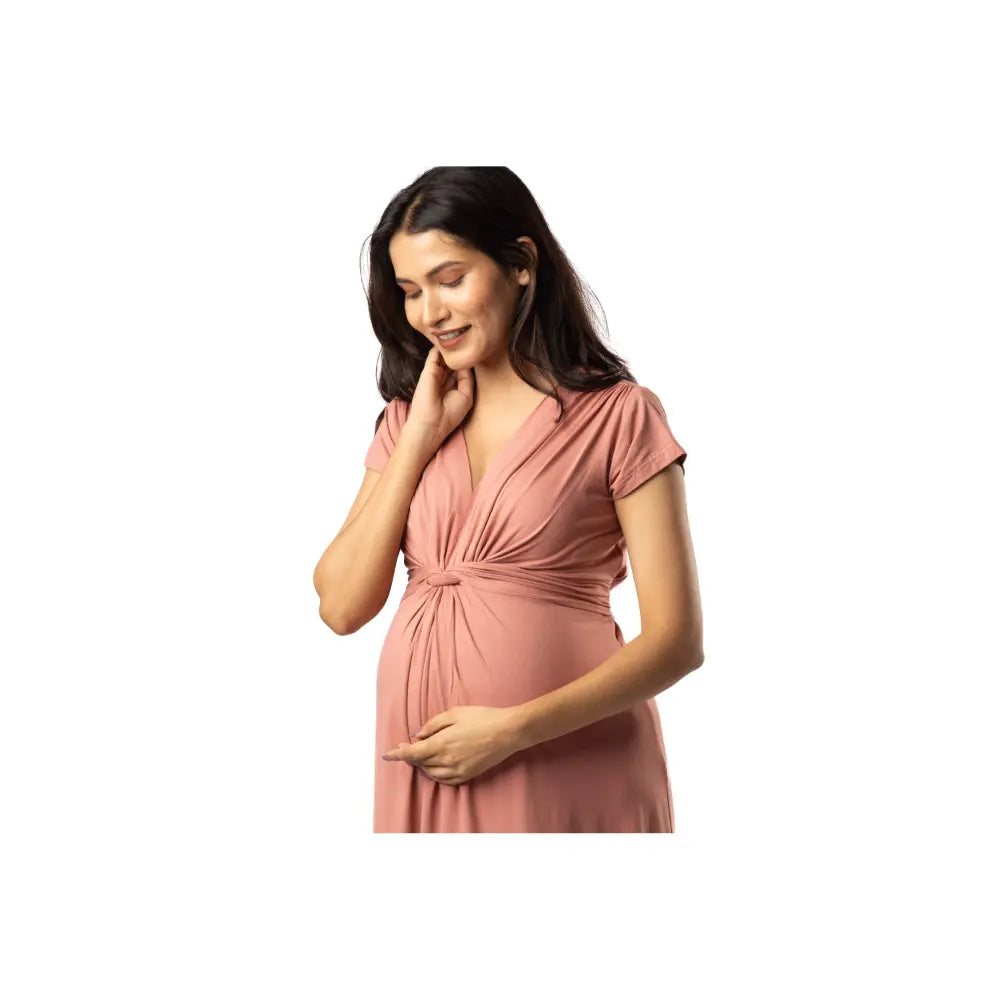 Block Hop Old Rose Maternity Everyday Dress - Old Rose, Size - XXL