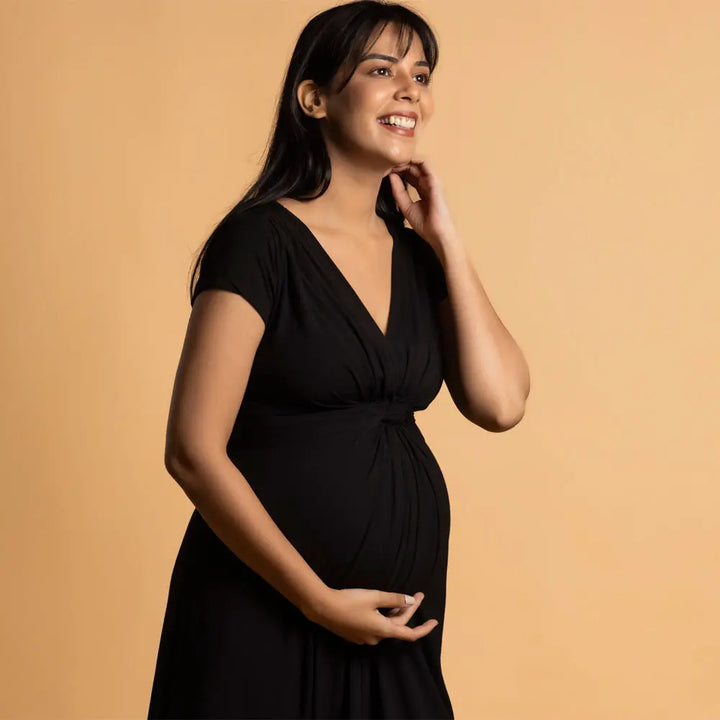 Block Hop Black Maternity Everyday Dress - Black, Size - XXXL