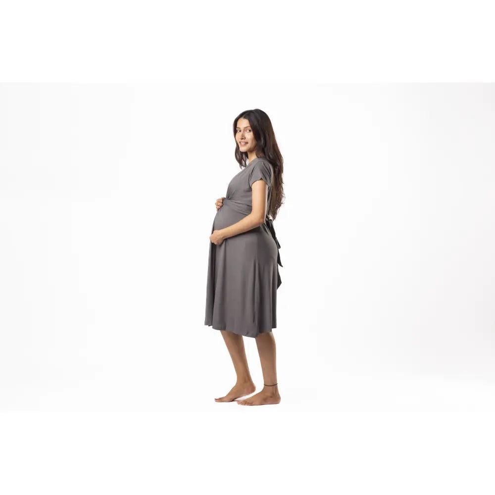 Block Hop Charcoal Grey Maternity Everyday Dress - Charcoal Grey, Size - XXL