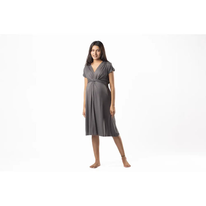 Block Hop Charcoal Grey Maternity Everyday Dress - Charcoal Grey, Size - XXL