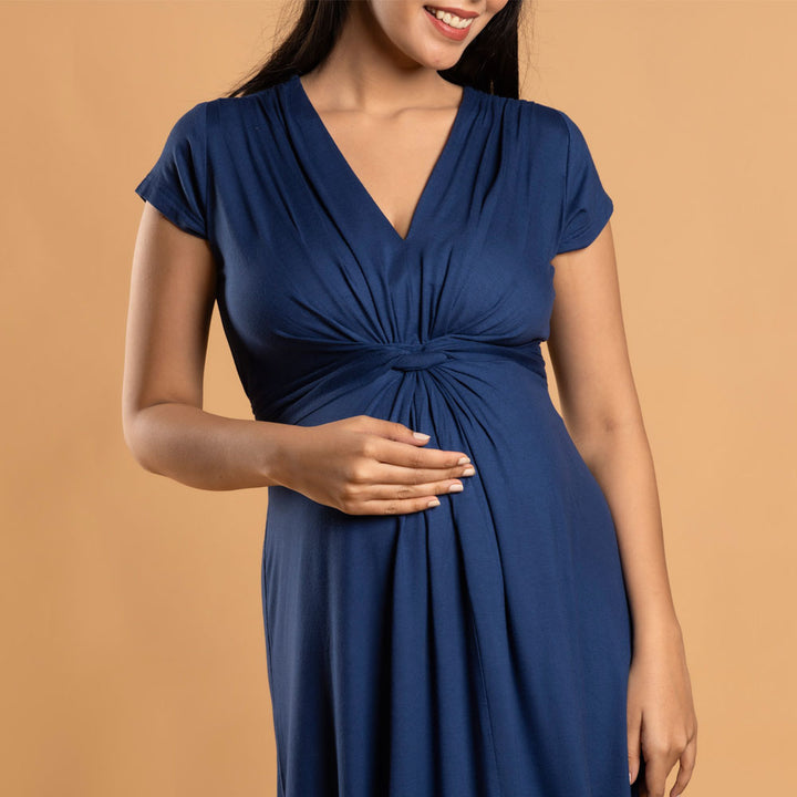 Block Hop Blue Maternity Everyday Dress - Blue, Size - XXL