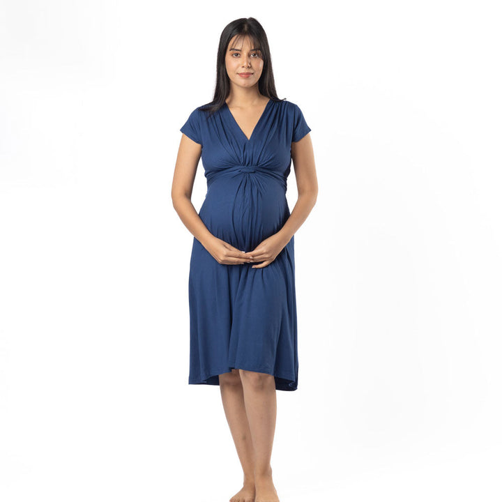 Block Hop Blue Maternity Everyday Dress - Blue, Size - XXXL