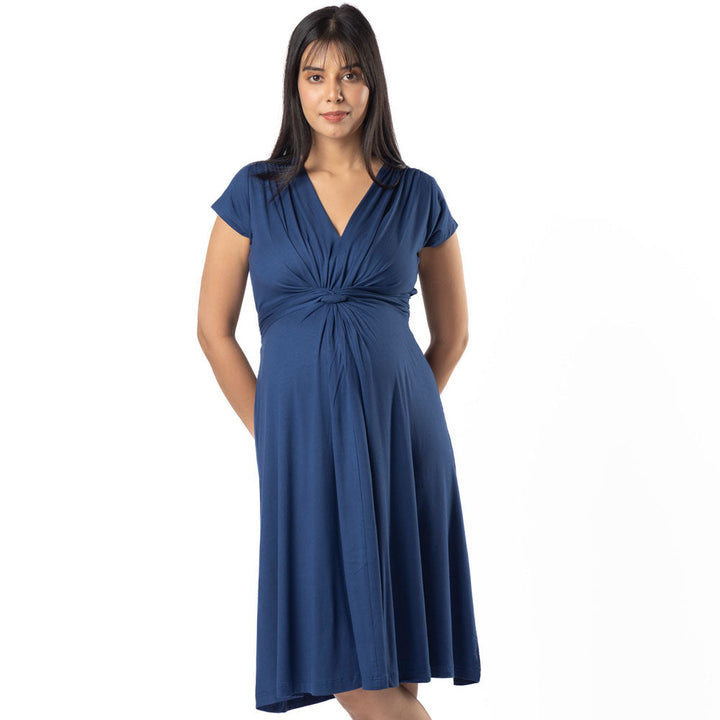 Block Hop Blue Maternity Everyday Dress - Blue, Size - XXXL