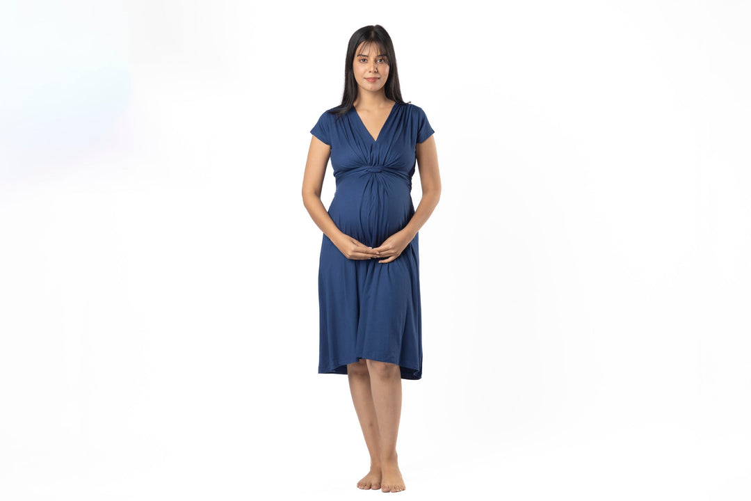 Block Hop Blue Maternity Everyday Dress - Blue, Size - XXXL