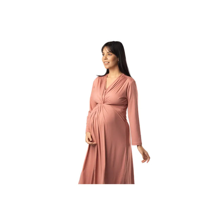 Block Hop Old Rose Knotted Dress - Old Rose, Size - XXL