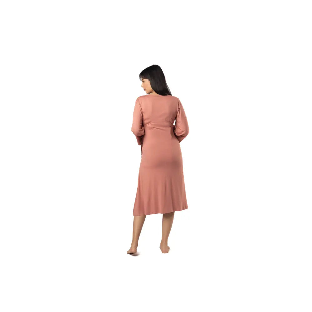 Block Hop Old Rose Knotted Dress - Old Rose, Size - XXL