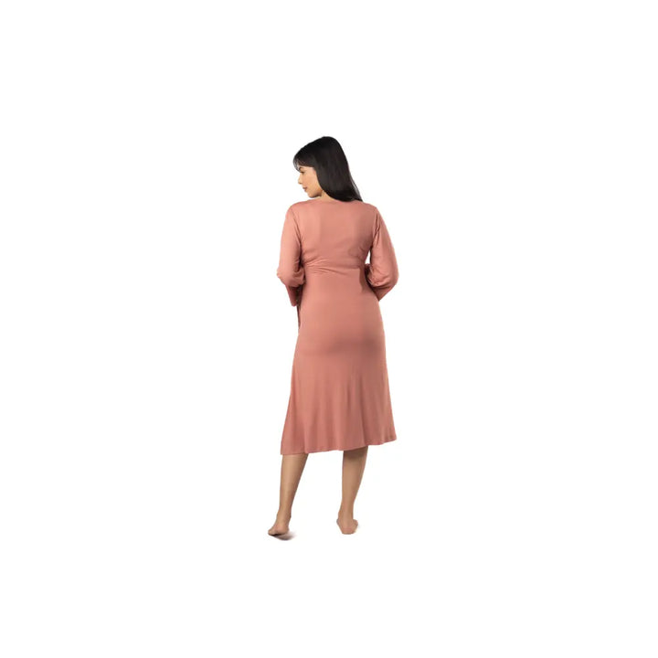 Block Hop Old Rose Knotted Dress - Old Rose, Size - XXL