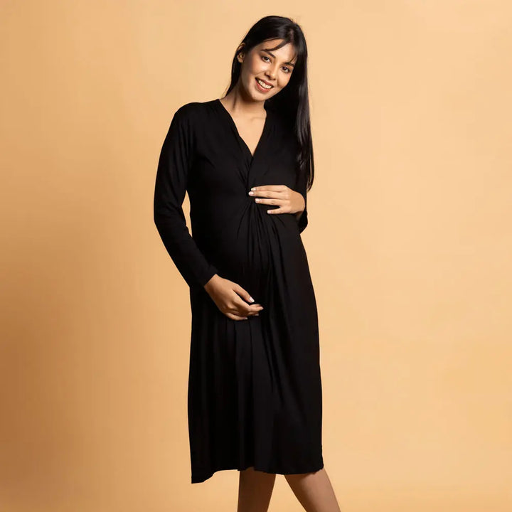 Block Hop Black Knotted Dress - Black, Size - XXL
