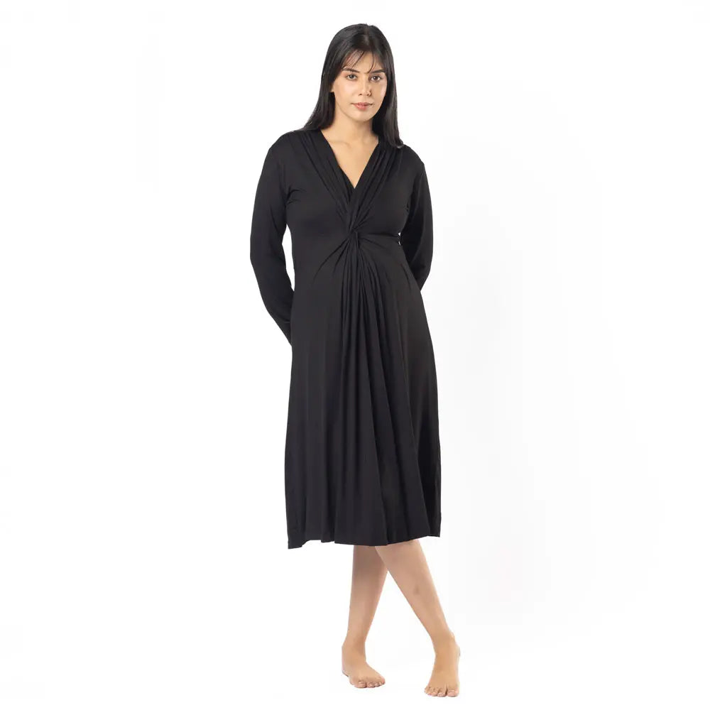 Block Hop Black Knotted Dress - Black, Size - XXL