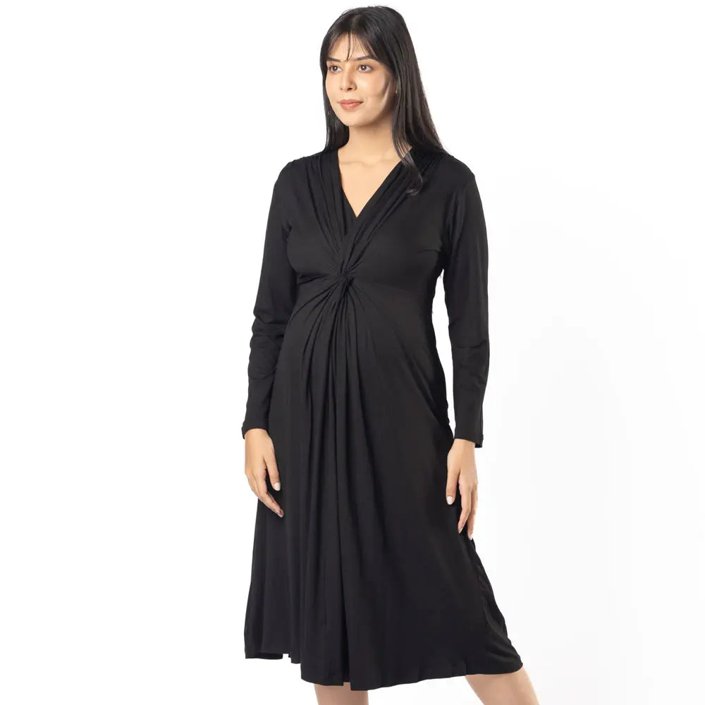 Block Hop Black Knotted Dress - Black, Size - XXXL