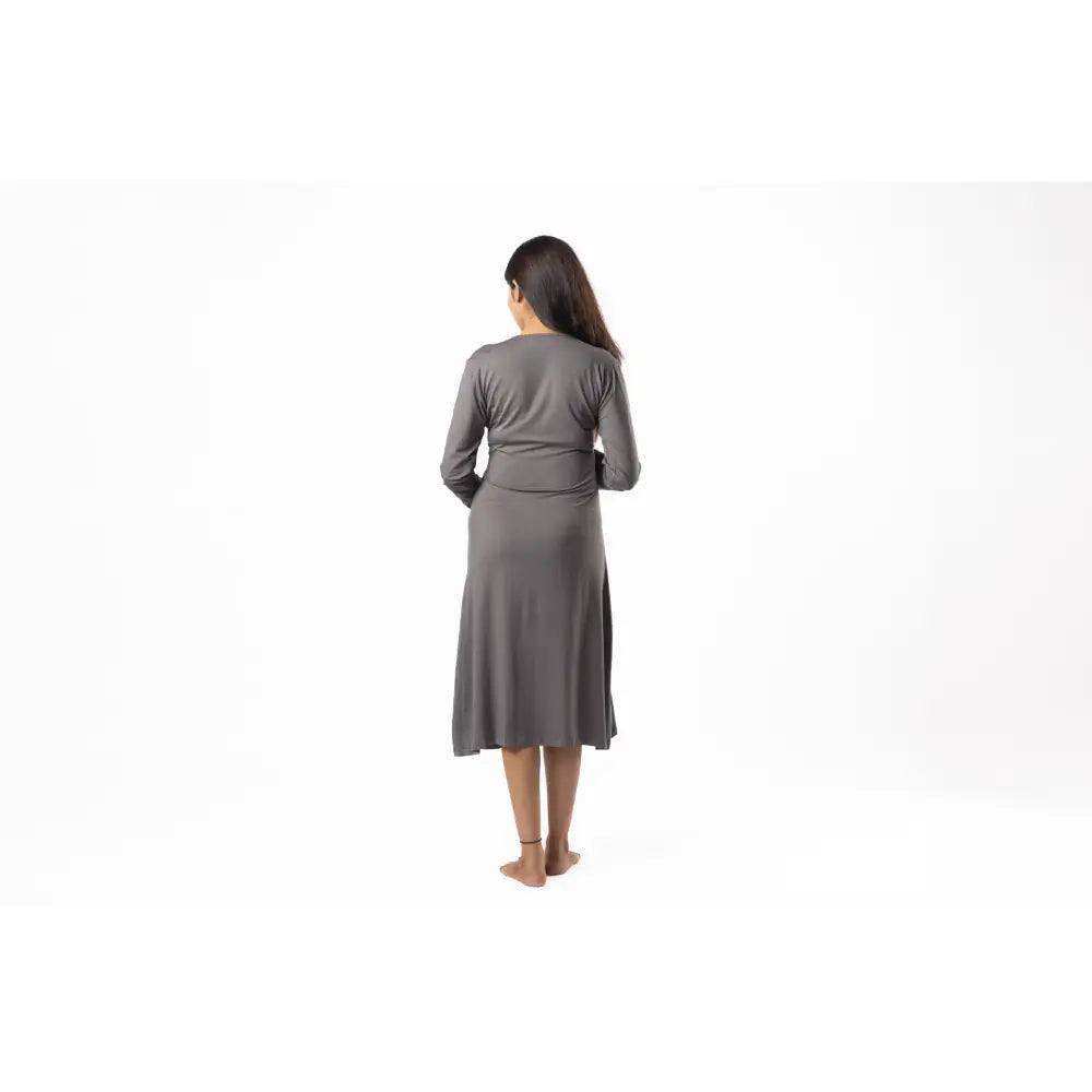 Block Hop Charcoal Grey Knotted Dress - Charcoal Grey, Size - XXL