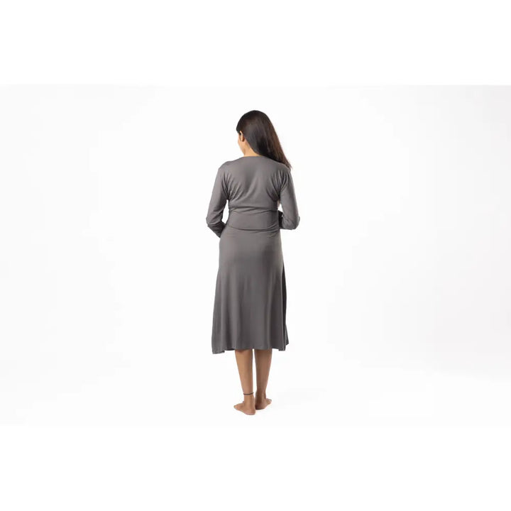 Block Hop Charcoal Grey Knotted Dress - Charcoal Grey, Size - XXL