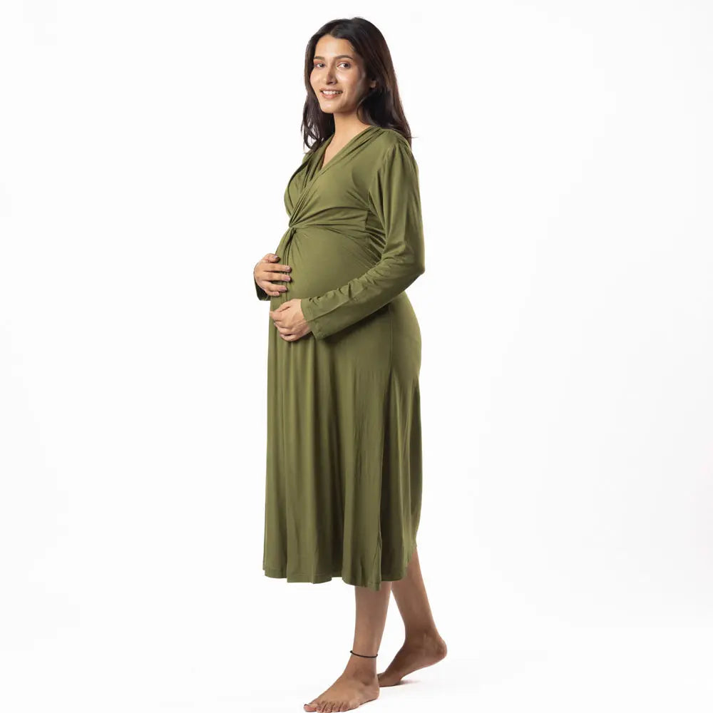 Block Hop Olive Knotted Dress - Olive, Size - XXL