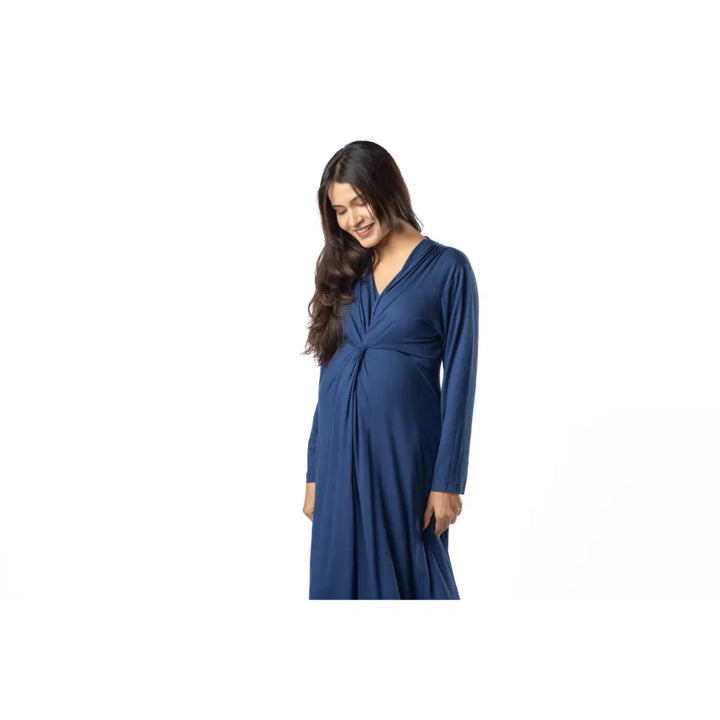 Block Hop Blue Knotted Dress - Blue, Size - XXXL
