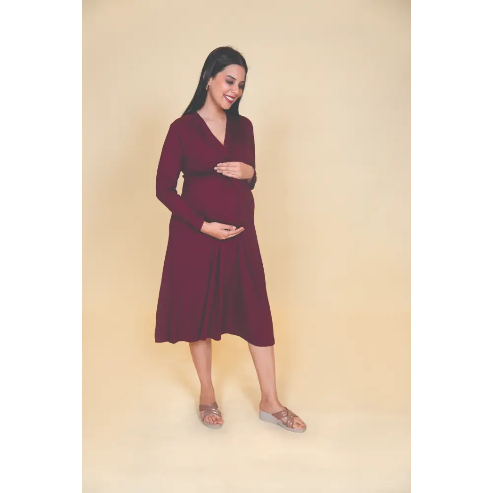 Block Hop Wine Knotted Dress - Wine, Size - XXXL