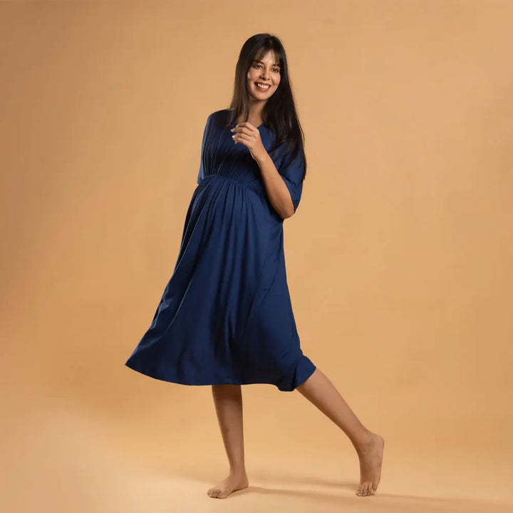 Block Hop Blue Kaftan Dress - Blue, Size - XXL/XXXL