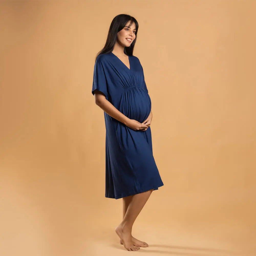 Block Hop Blue Kaftan Dress - Blue, Size - XXL/XXXL