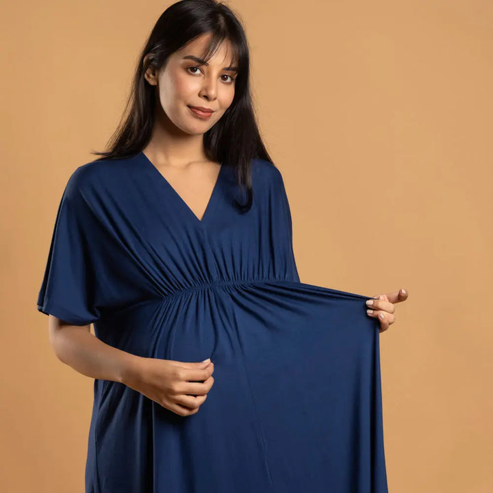 Block Hop Blue Kaftan Dress - Blue, Size - XXL/XXXL