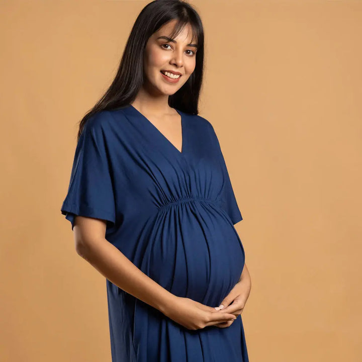 Block Hop Blue Kaftan Dress - Blue, Size - XXL/XXXL