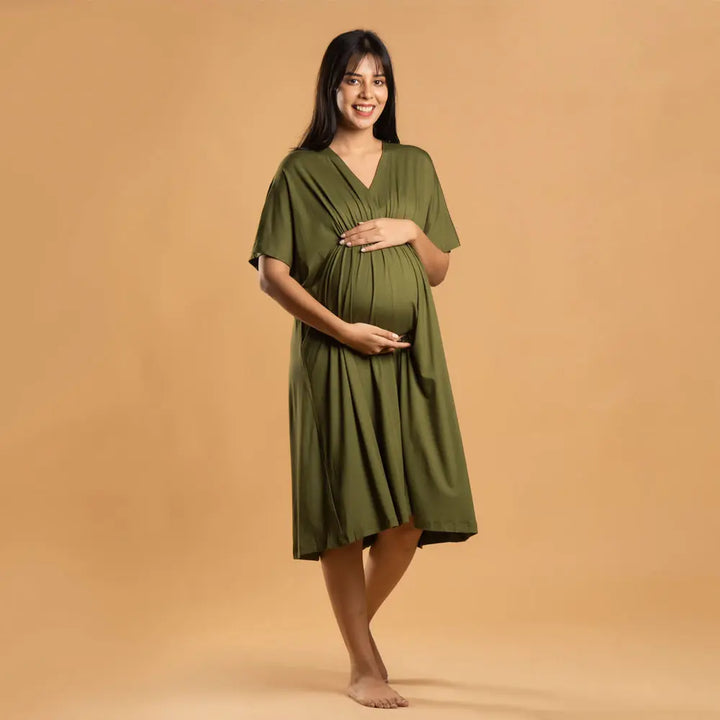 Block Hop Olive Kaftan Dress - Olive, Size - XXL/XXXL