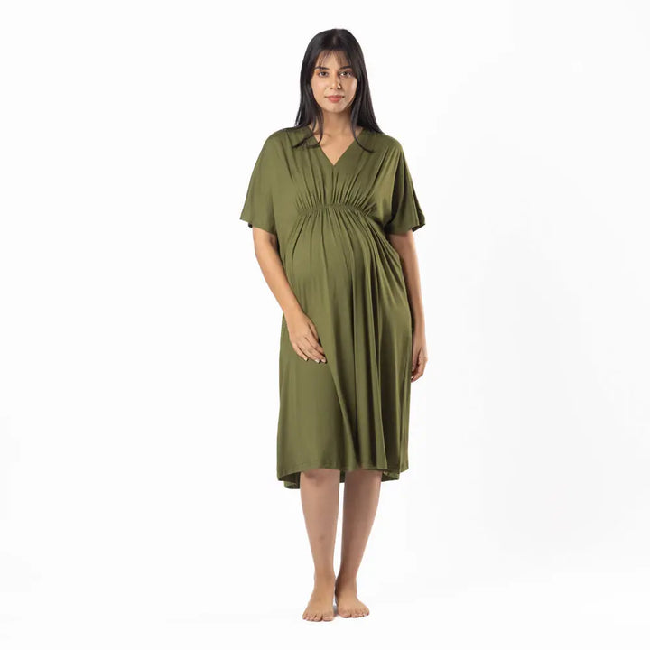Block Hop Olive Kaftan Dress - Olive, Size - XXL/XXXL