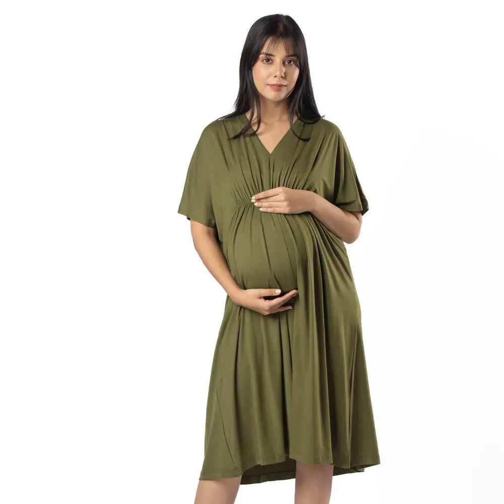 Block Hop Olive Kaftan Dress - Olive, Size - XXL/XXXL