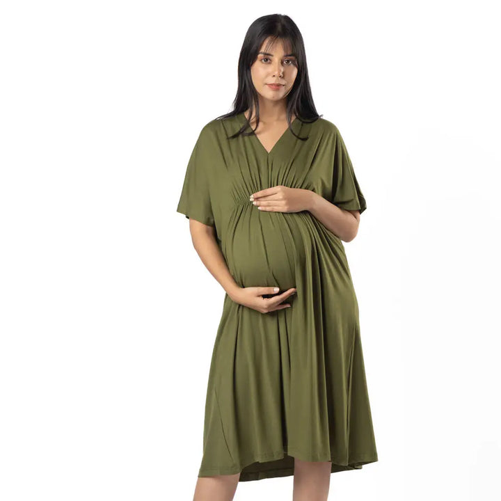 Block Hop Olive Kaftan Dress - Olive, Size - XXL/XXXL