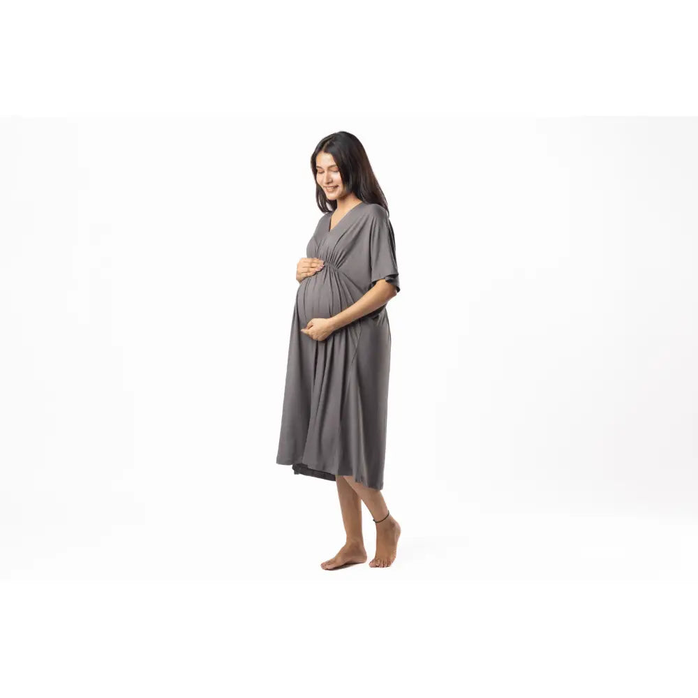 Block Hop Charcoal Grey Kaftan Dress - Charcoal Grey, Size - XXL/XXXL