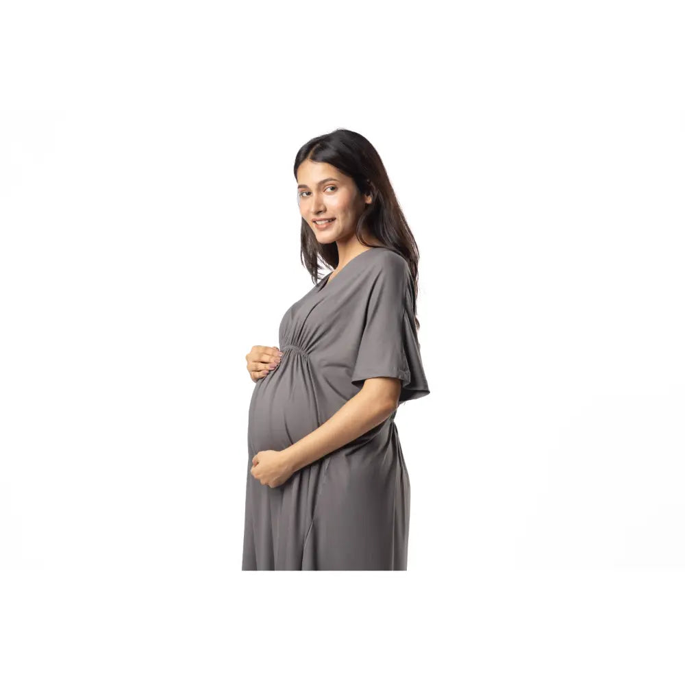Block Hop Charcoal Grey Kaftan Dress - Charcoal Grey, Size - XXL/XXXL