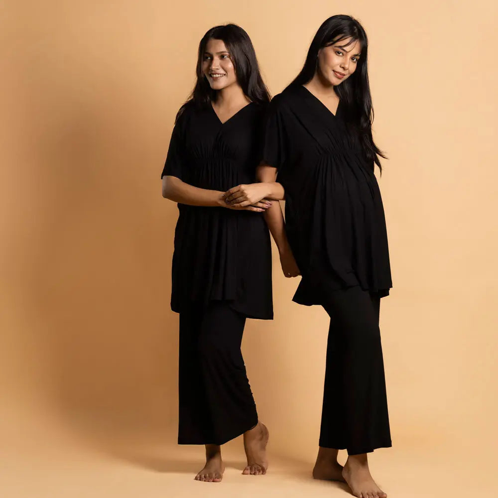 Block Hop Black Kaftan Top - Black, Size - XXL/XXXL