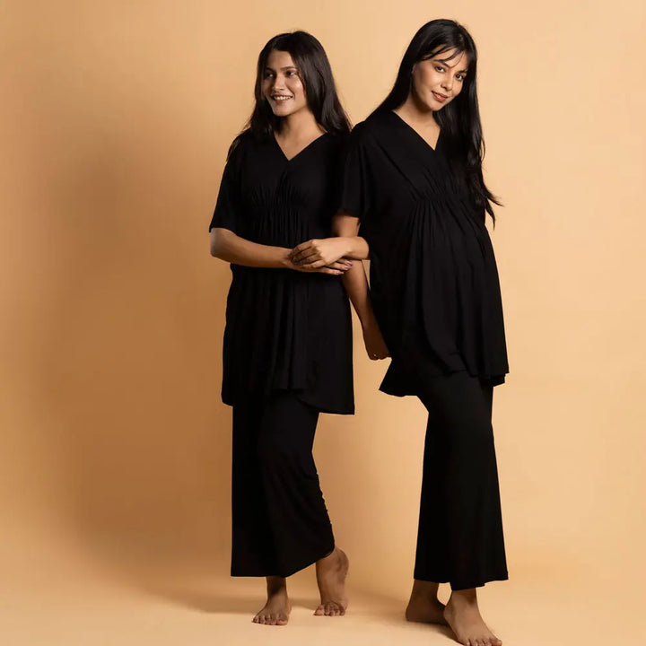 Block Hop Black Kaftan Top - Black, Size - XXL/XXXL