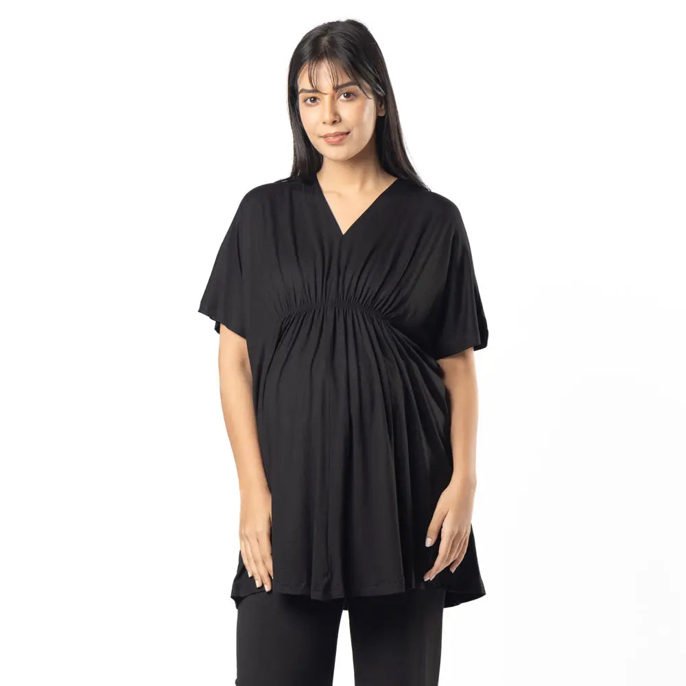 Block Hop Black Kaftan Top - Black, Size - XXL/XXXL