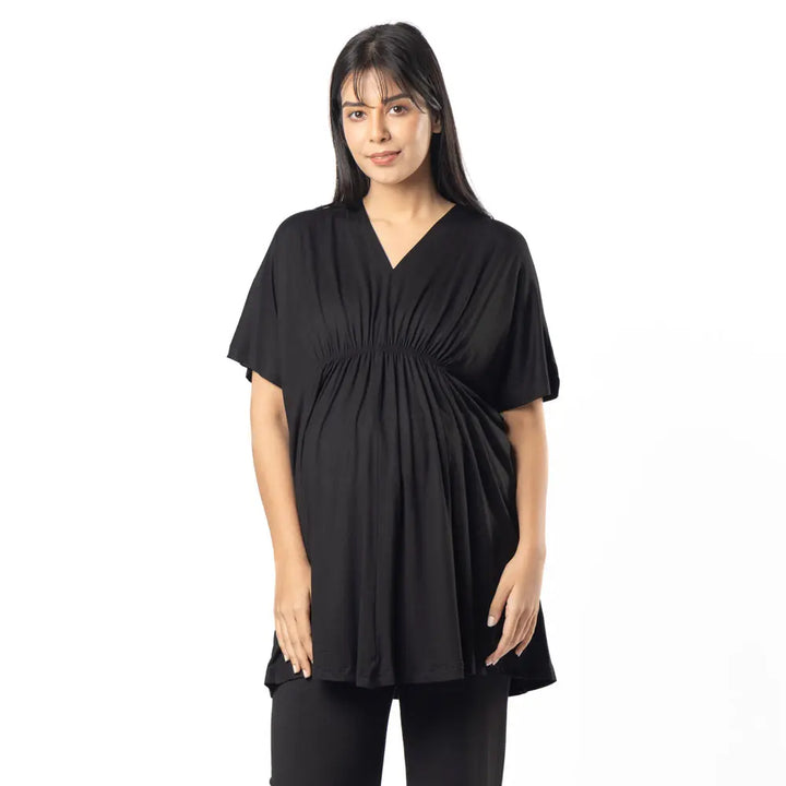 Block Hop Black Kaftan Top - Black, Size - XXL/XXXL