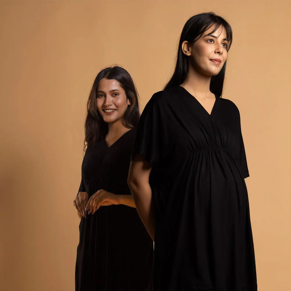 Block Hop Black Kaftan Top - Black, Size - XXL/XXXL