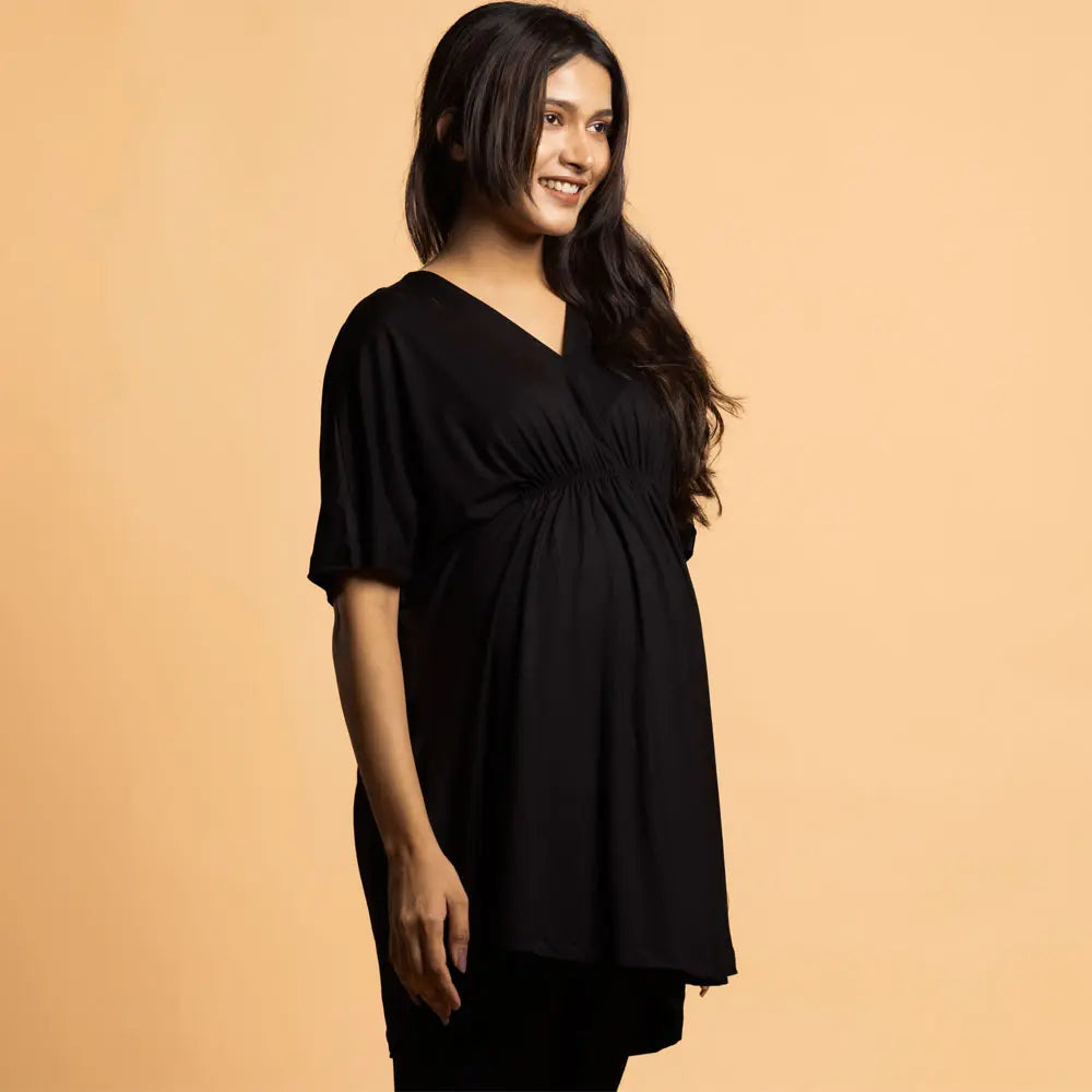 Block Hop Black Kaftan Top - Black, Size - XXL/XXXL
