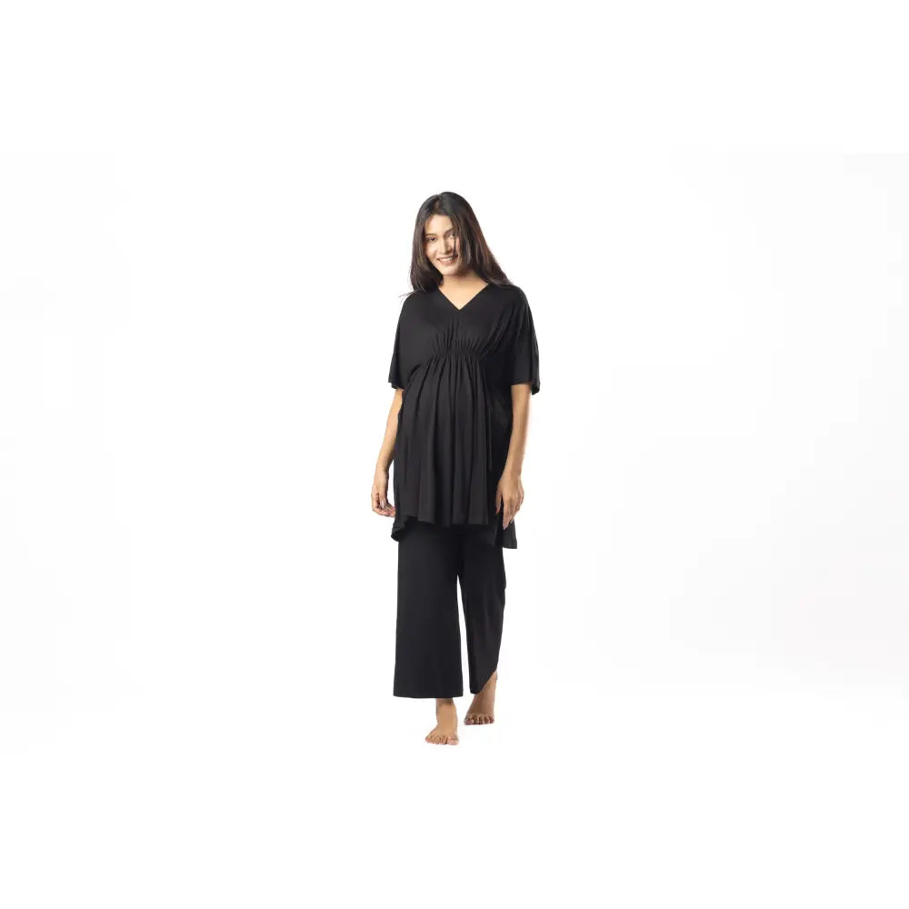 Block Hop Black Kaftan Top - Black, Size - XXL/XXXL