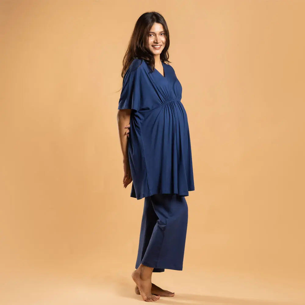 Block Hop Blue Kaftan Top - Blue, Size - XXL/XXXL