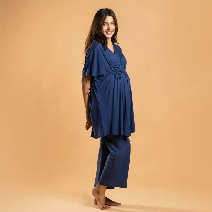 Block Hop Blue Kaftan Top - Blue, Size - XXL/XXXL