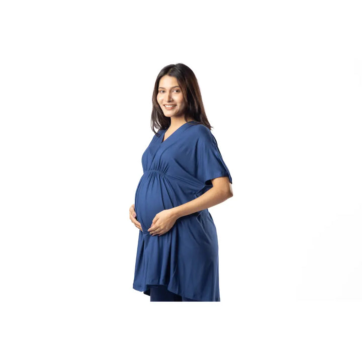 Block Hop Blue Kaftan Top - Blue, Size - XXL/XXXL