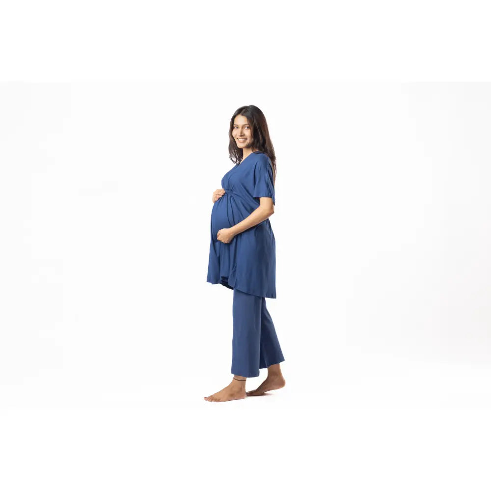 Block Hop Blue Kaftan Top - Blue, Size - XXL/XXXL