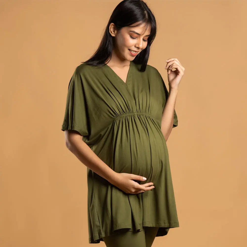 Block Hop Olive Kaftan Top - Olive, Size - XXL/XXXL