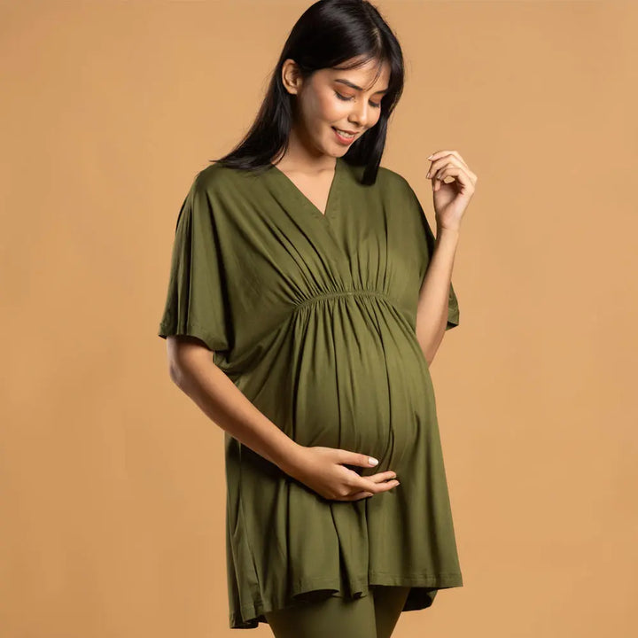 Block Hop Olive Kaftan Top - Olive, Size - XXL/XXXL