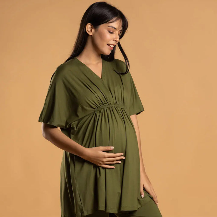 Block Hop Olive Kaftan Top - Olive, Size - XXL/XXXL