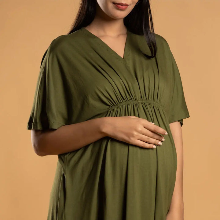 Block Hop Olive Kaftan Top - Olive, Size - XXL/XXXL