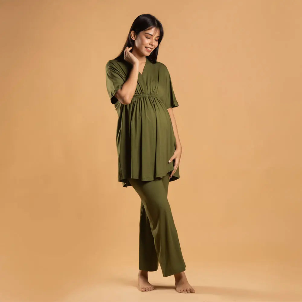 Block Hop Olive Kaftan Top - Olive, Size - XXL/XXXL