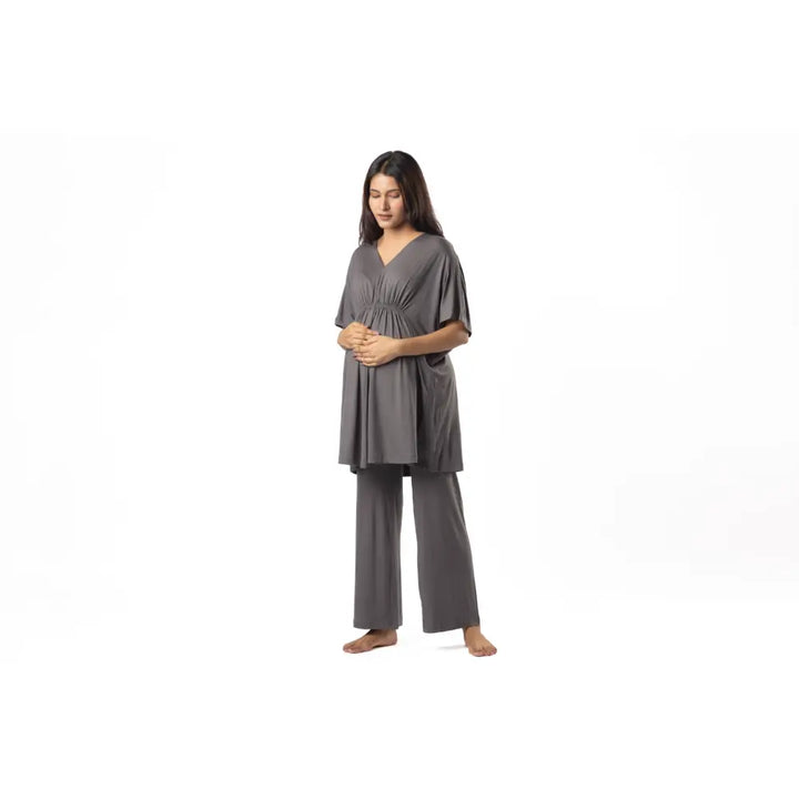 Block Hop Charcoal Grey Kaftan Top - Charcoal Grey, Size - XXL/XXXL