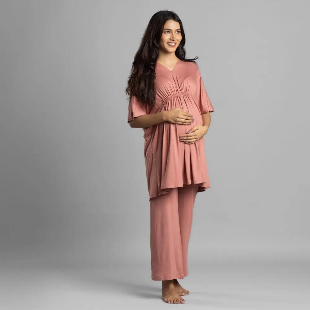 Block Hop Old Rose Kaftan Top - Old Rose, Size - XXL/XXXL